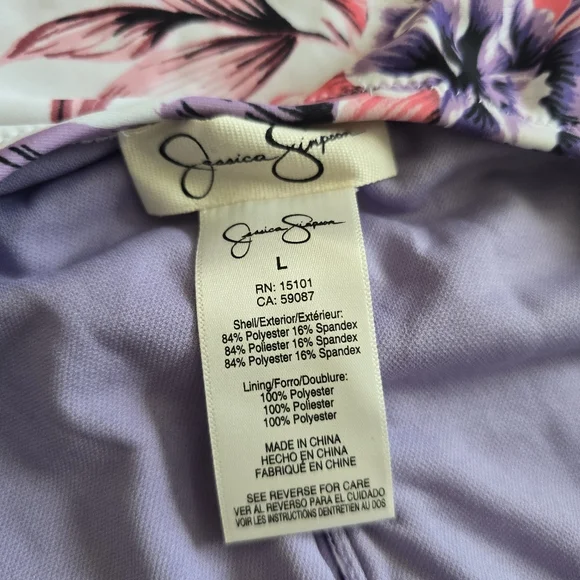 Jessica Simpson Floral Print Button One Piece Swimsuit - Picture 9 of 9